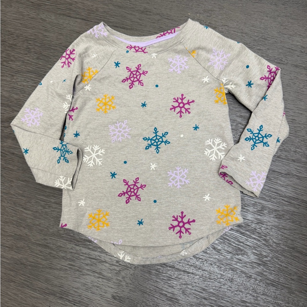 Cat & Jack Gray Snowflake Long Sleeve Tee